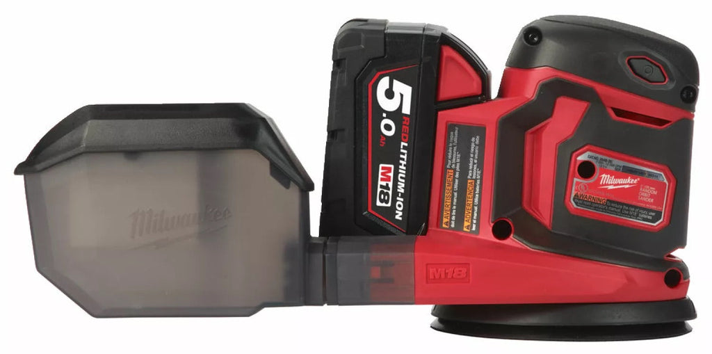 Milwaukee M18 BOS125-502B Set de ponceuse excentrique à batterie Li-Ion (2x batterie 5.0Ah) dans le sac - 125mm
