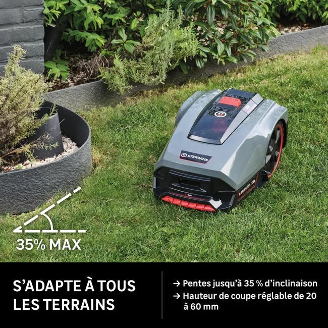 Robot tondeuse STERWINS 400m² + Batterie 18V