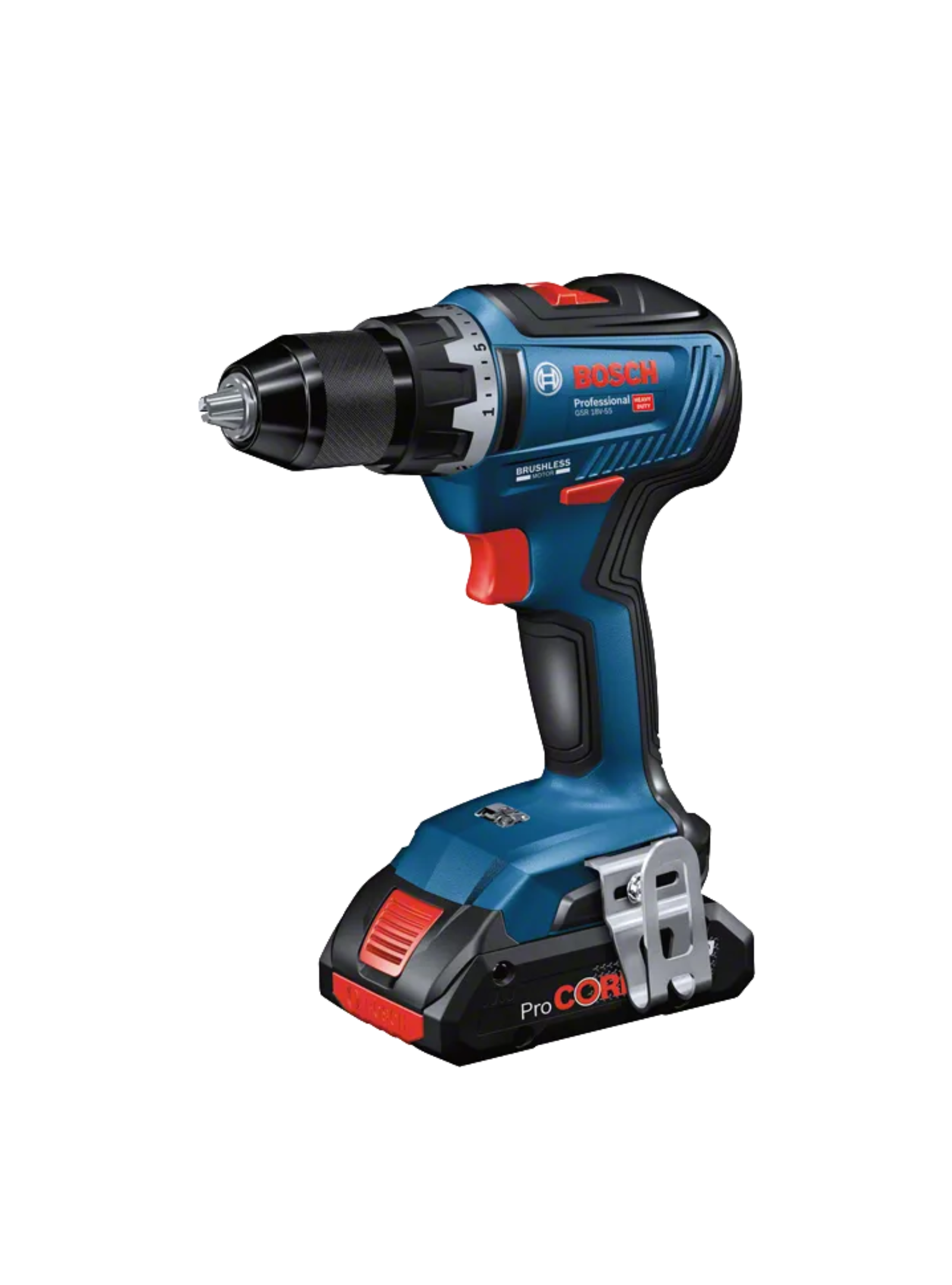 Perceuse-visseuse BOSCH GSR 18V-55 + 2 batteries - 18V + chargeur rapide 14,4V & 18V